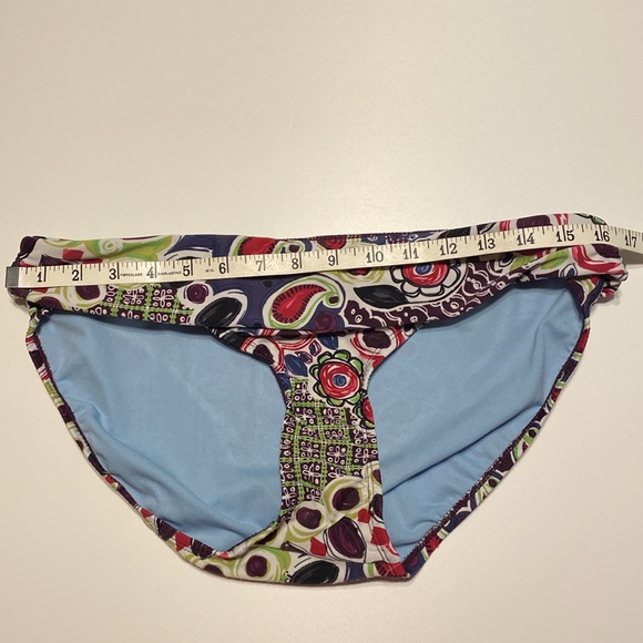 ATHLETA Paisley SWIMSUIT bikini bottoms fold down waist ruched sides size large - Picture 8 of 10